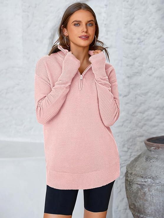 Refined Ribbed Half-Zip Tunic