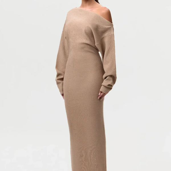The Off-Shoulder Knit Column Dress