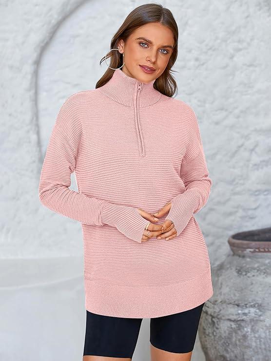 Refined Ribbed Half-Zip Tunic