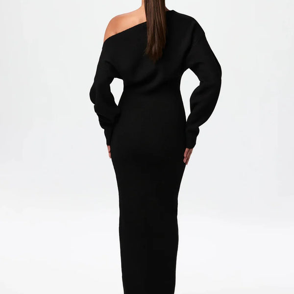 The Off-Shoulder Knit Column Dress